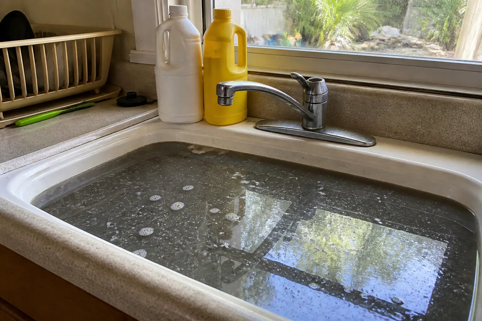 Clogged Tampa kitchen sink after drain chemicals failed