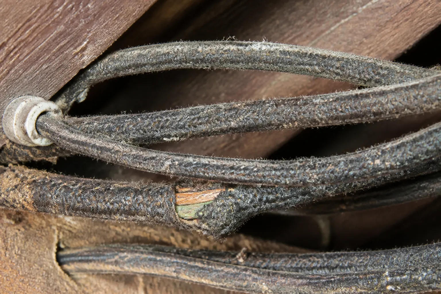 Old cloth wiring in a Tampa attic