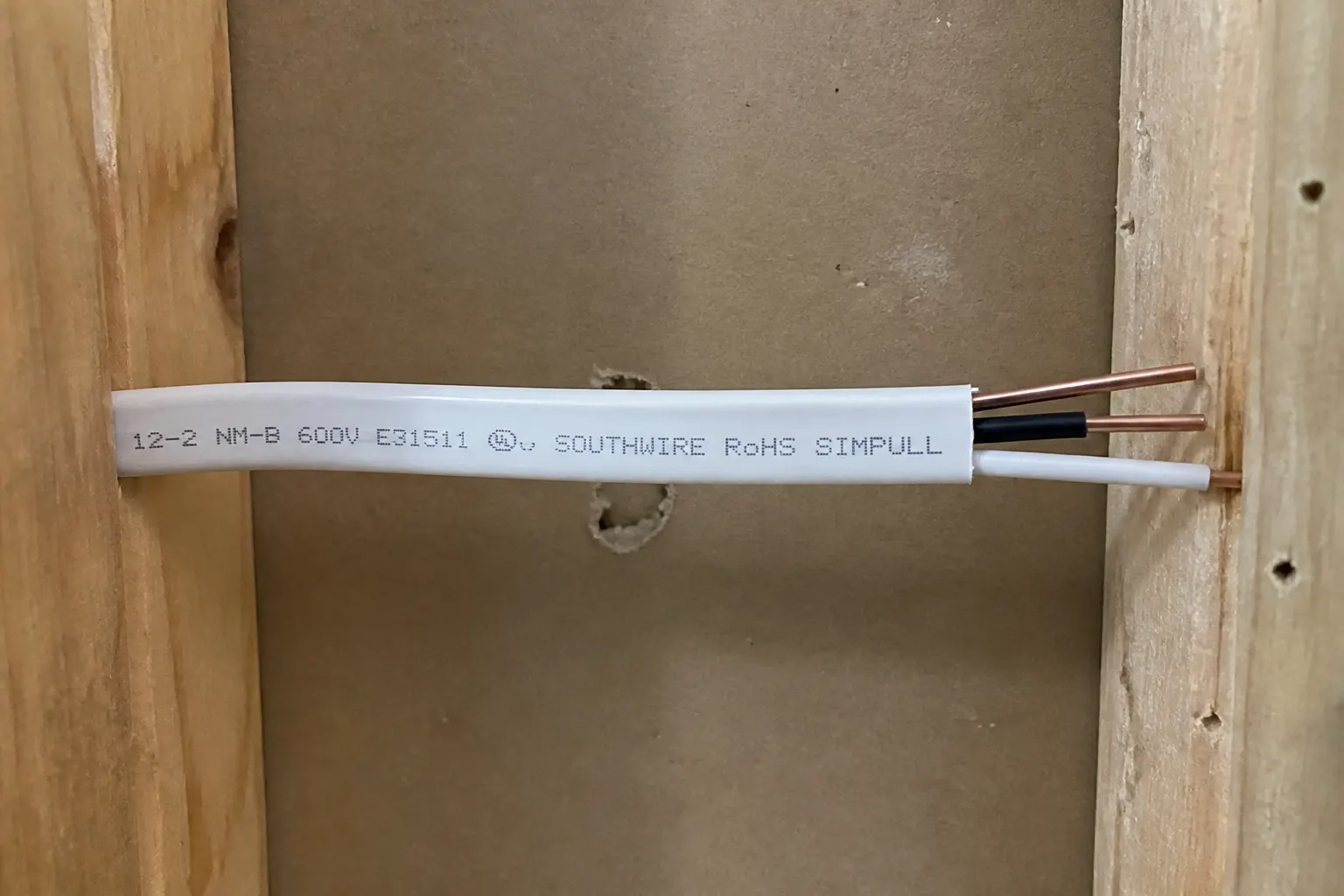 New copper electrical wiring in a Tampa wall