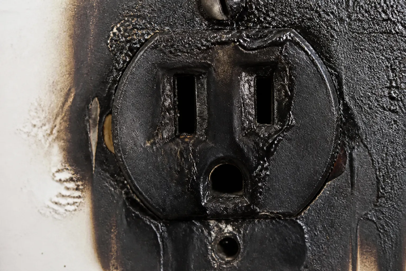 Melted electrical outlet in a Tampa home