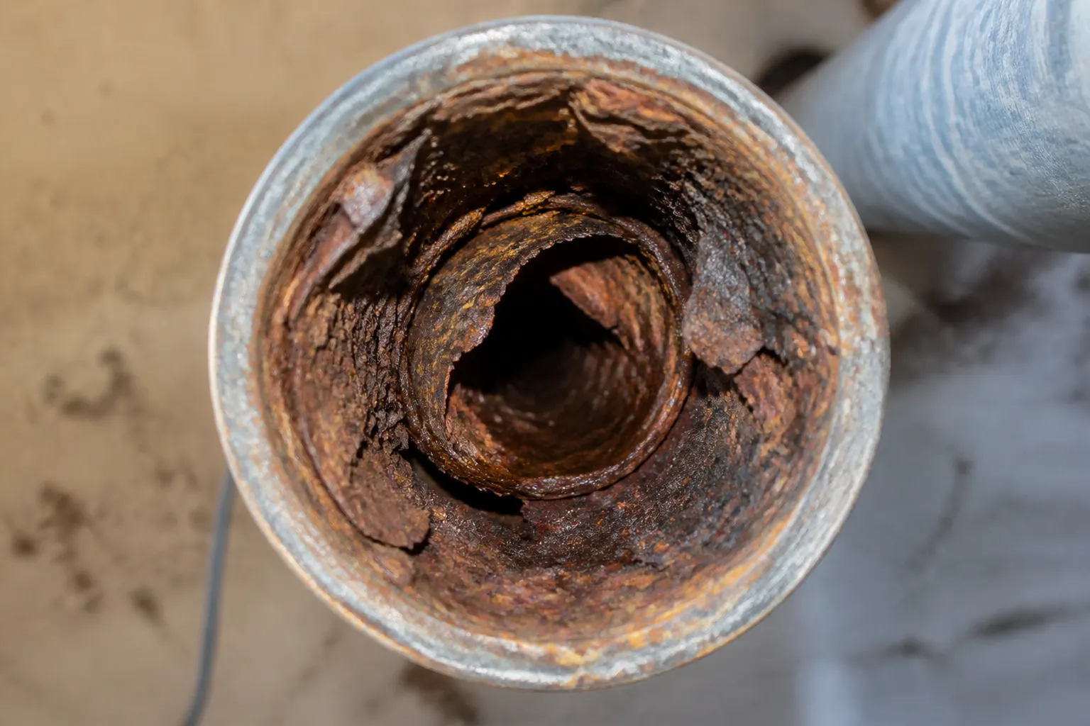 Corroded galvanized pipe before a Tampa repipe