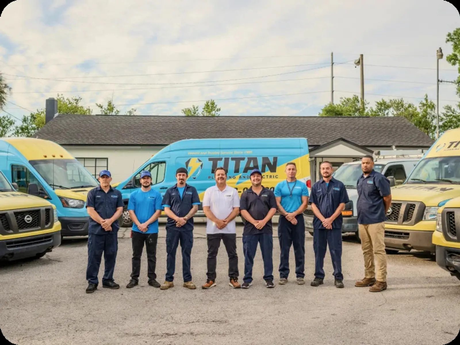 Titan electrician crew and service vans in Tampa