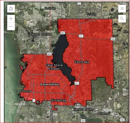 PSL Sewer Rebate Zone Map, Pinellas County